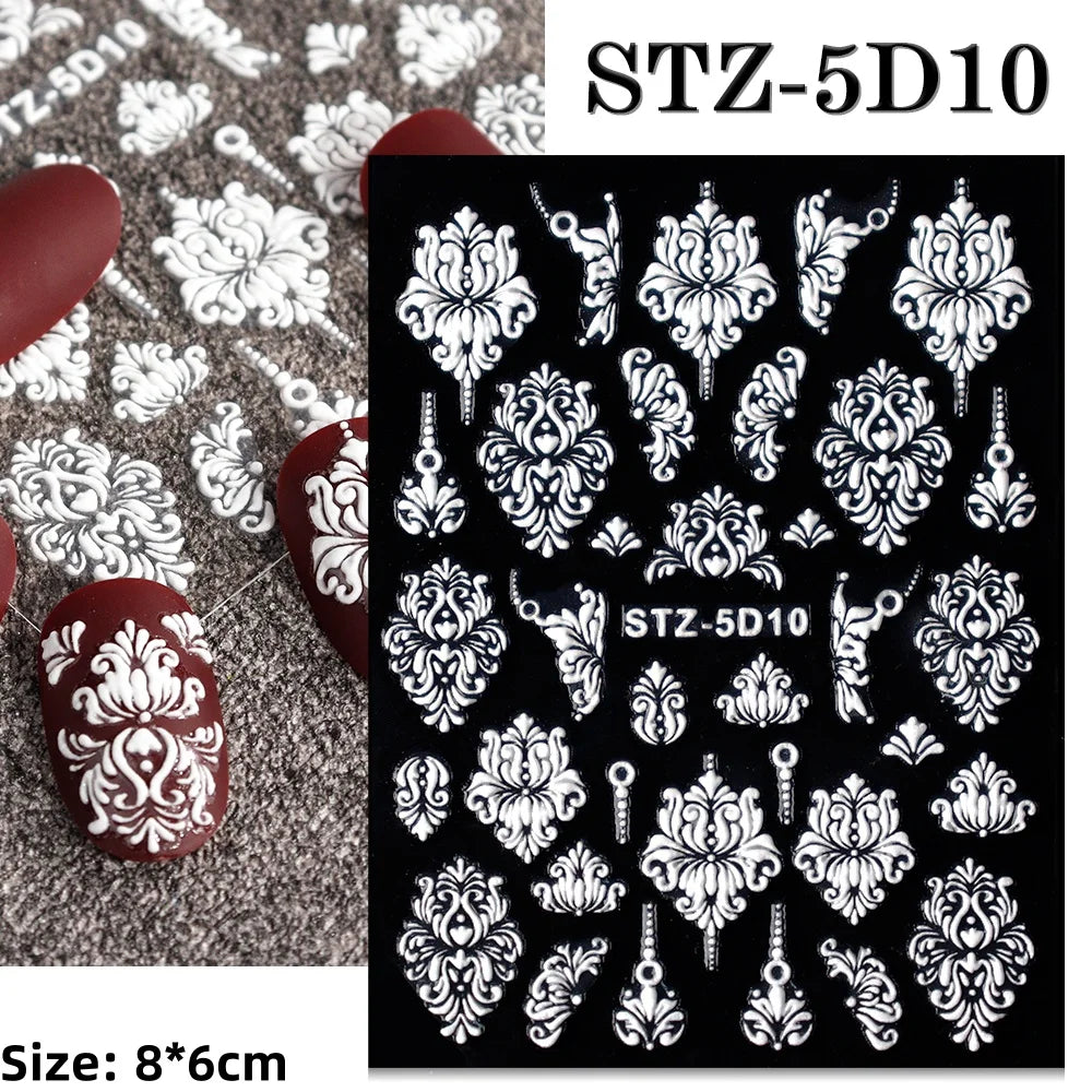 Cute Deer Christmas Nail Stickers 5D Embossed Elk Star Gingerbread Man Snowflake Santa Claus Holly DIY Winter Engraved Manicure* (ONLINE ORDER ONLY)