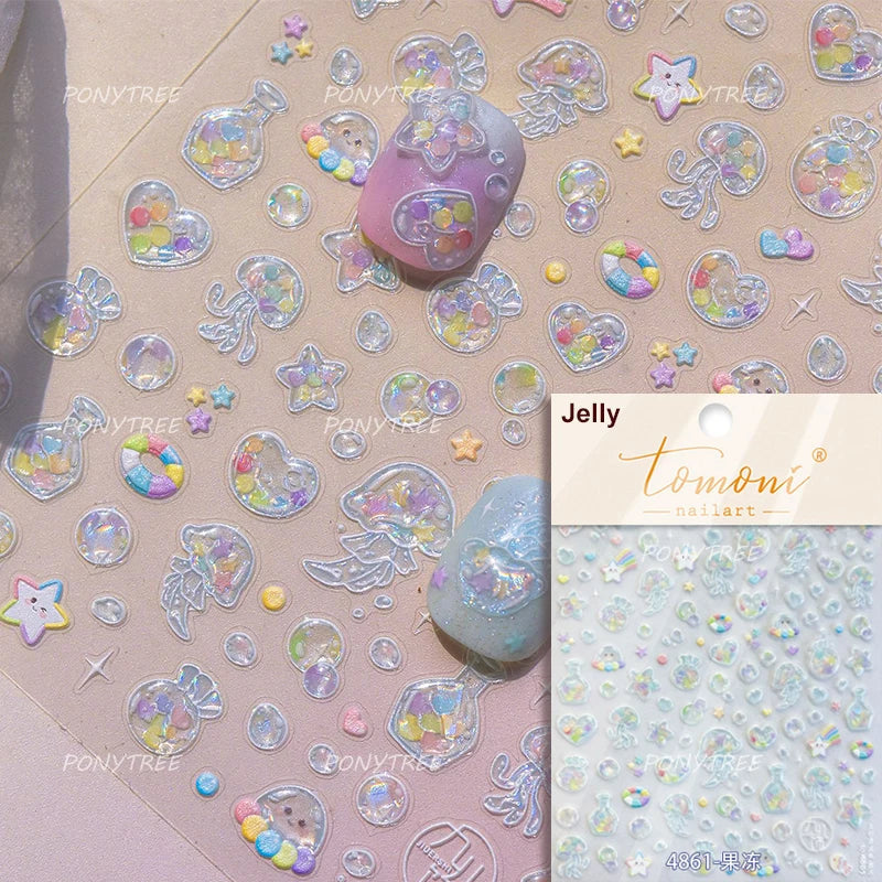 Marine Shell Starfish Ocean Elements Pearl Star Fishing Net Colourful Underwater Organisms 5D Nail Art Stickers Manicure Decals (Online Order Only)
