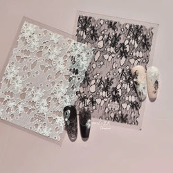 Lace Bowknot Hollow Out Fabric Art Fragmentation Sensation Petal Embossed Hottie Adhesive Nail Art Sticker Chic Manicure Decals (ONLINE ORDER ONLY)