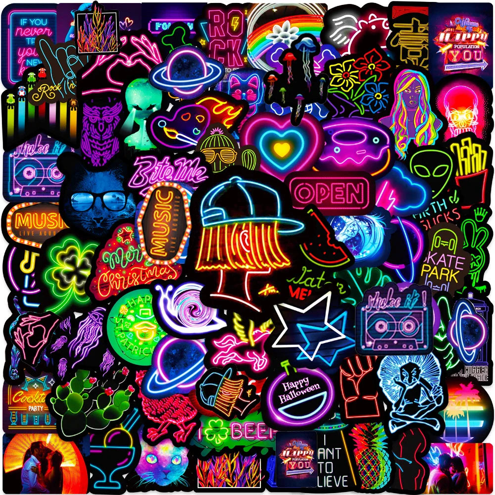 10/30/50/100pcs Fresh Neon Light Sticker Packs (ONLINE ORDER ONLY)