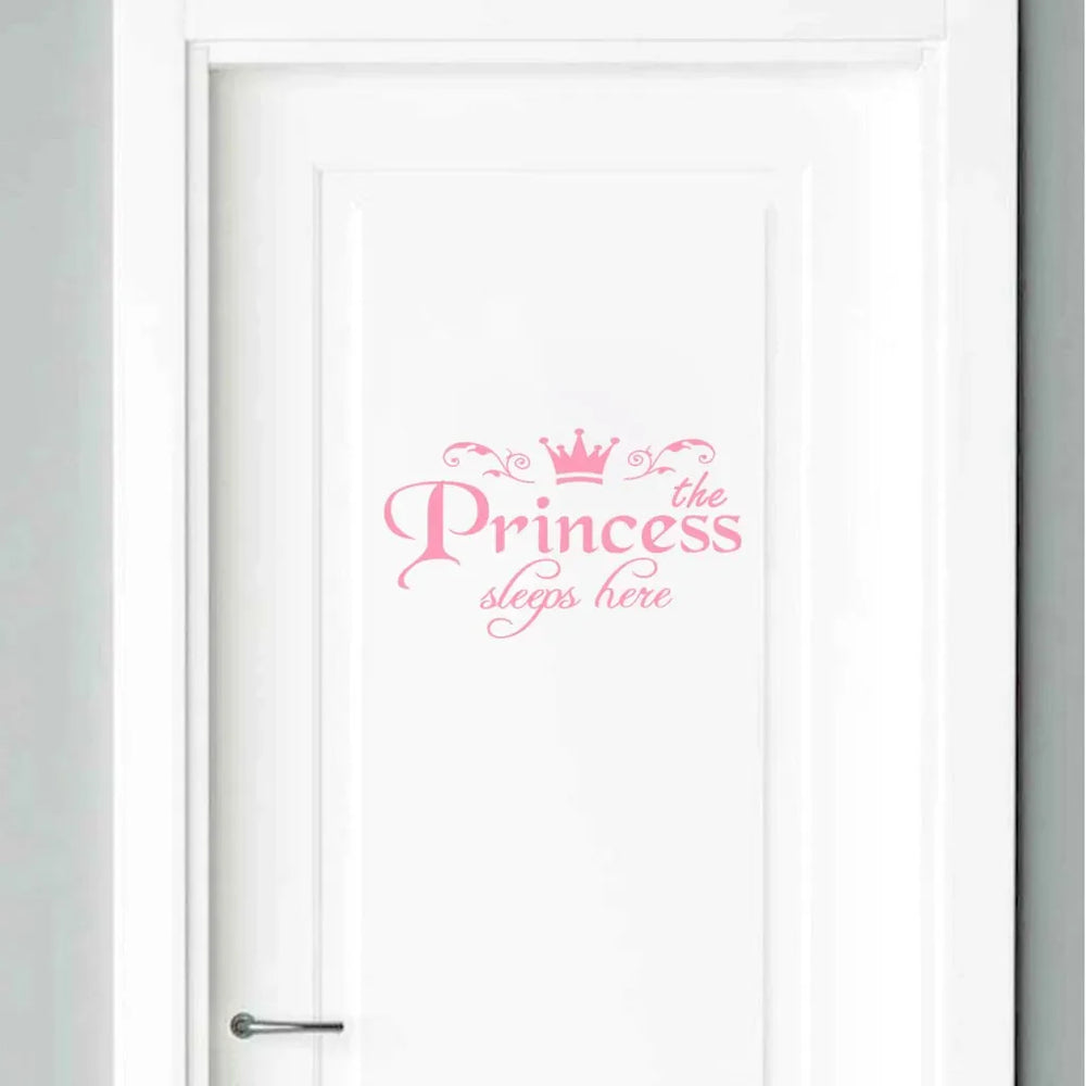 "Princess Sleeps Here" Pvc Window Sticker Children'S Room Decoration Door Sticker Cartoon Crown For Home New Year DIY Decals (ONLINE ORDER ONLY)