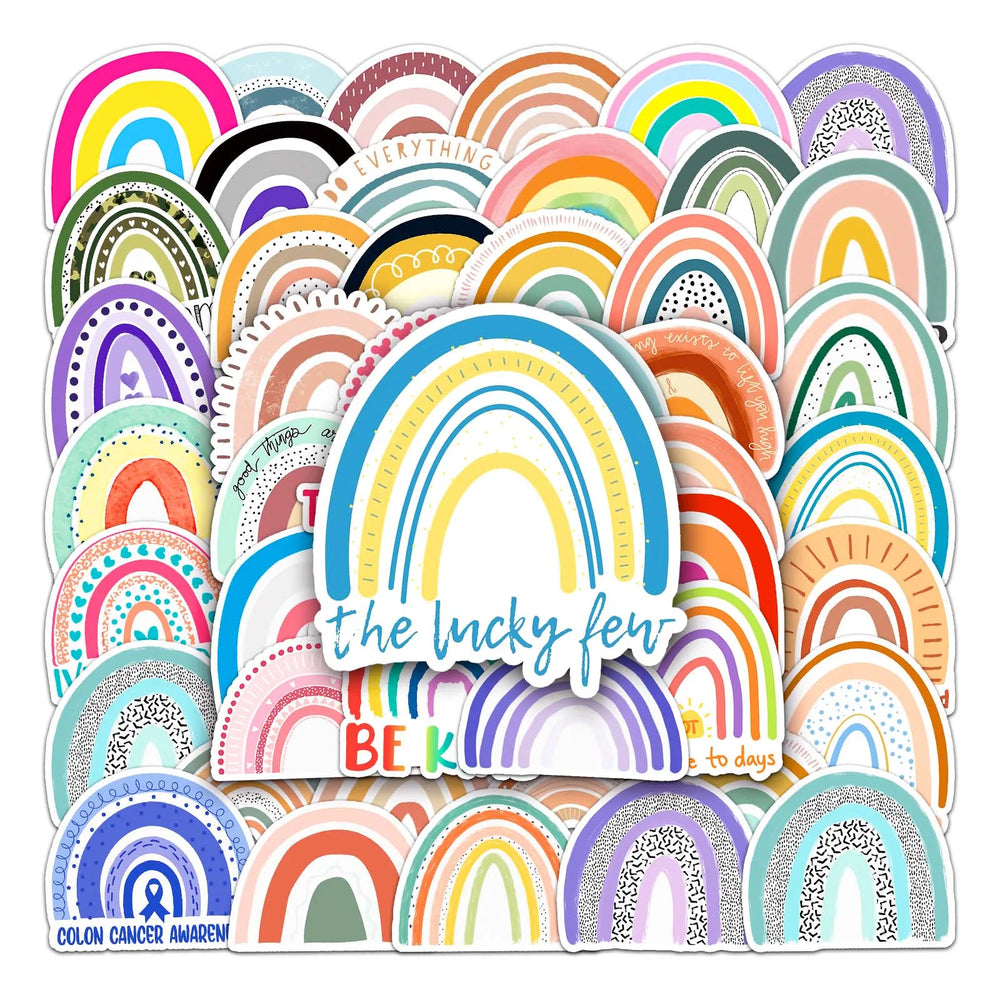 50Pcs Rainbow Cartoon Waterproof Vinyl Stickers for Skateboard Snowboard (ONLINE ORDER ONLY)