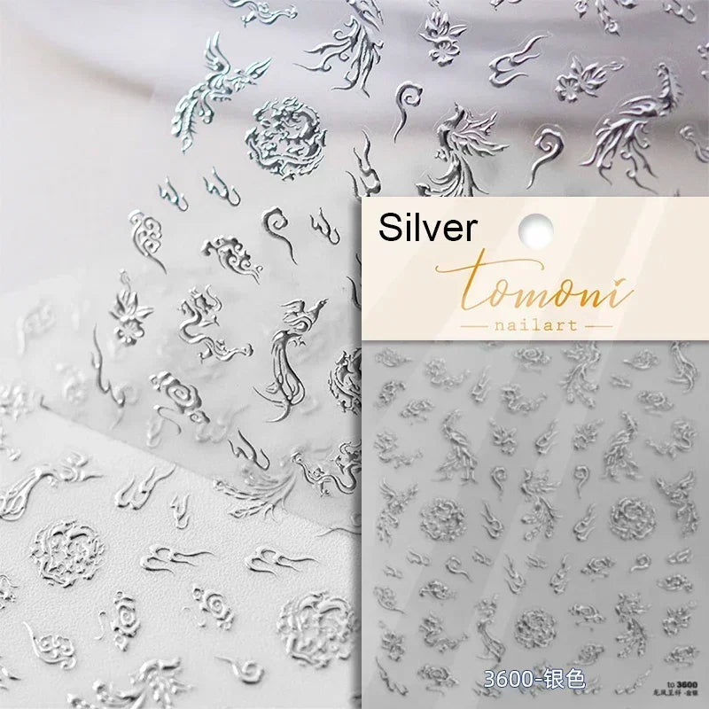 Charming Blue Sparrow Feather Rhinestone Wings Peacock Sparrow Dreamy Jelly Stars Self Adhesive Nail Art Stickers Manicure Decal (ONLINE ORDER ONLY)