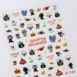 Halloween Ghost Pumpkin Bat Coffin Cat Spider Demon Jelly Self Adhesive Nail Art Sticker Terrifying Candy Candle Manicure Decals (ONLINE ORDER ONLY)