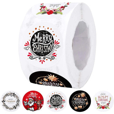 100-500PCS Merry Christmas Stickers Santa Claus Christmas Pattern Design Christmas Gift Package Decor Labels 1inch (ONLINE ORDER ONLY)