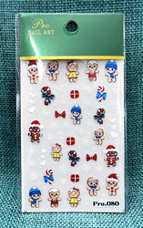 Cute Deer Christmas Nail Stickers 5D Embossed Elk Star Gingerbread Man Snowflake Santa Claus Holly DIY Winter Engraved Manicure* (ONLINE ORDER ONLY)