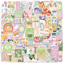 50/100pcs Aesthetic Flowers Stickers Cute Cartoon Danish Pastel Sticker For Luggage Laptop Guitar Phone Waterproof Vinyl Decals (ONLINE ORDER ONLY)