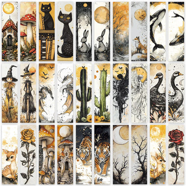 30pcs Retro Aesthetic Plants Animals Paper Bookmarks DIY Students Readers Page Marking Library Office Page Markers (ONLINE ORDER ONLY)