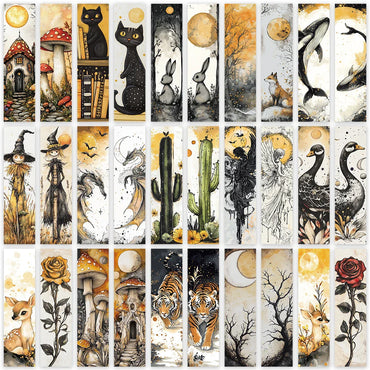 30pcs Retro Aesthetic Plants Animals Paper Bookmarks DIY Students Readers Page Marking Library Office Page Markers (ONLINE ORDER ONLY)