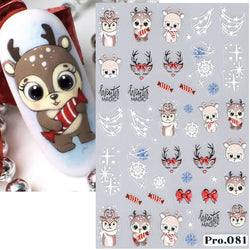 Cute Deer Christmas Nail Stickers 5D Embossed Elk Star Gingerbread Man Snowflake Santa Claus Holly DIY Winter Engraved Manicure* (ONLINE ORDER ONLY)