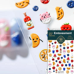 Pink Transparent Strawberry Leopard Print Metal Silver Fruit Lovely Self Adhesive Nail Art Stickers 5D Manicure Decals Wholesale (ONLINE ORDER ONLY)
