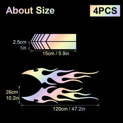 4pcs Fashion for Car Sticker Flame Flame Car Body Sticker Striped Door Decal Waterproof Decorative Waterproof Vinyl Decals (ONLINE ORDER ONLY)