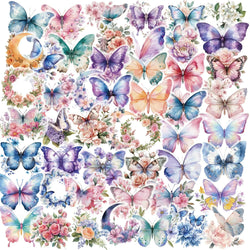 50PCS Butterfly Flower Stickers Waterproof DIY Laptop Phone Guitar Cup (Online Order Only)