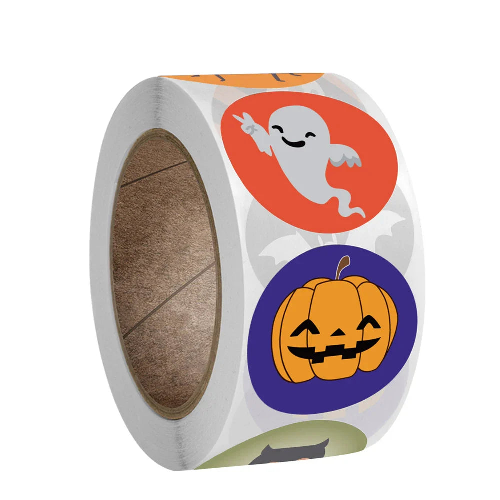 100-500PCS Halloween Pumpkin Bat Sealing Sticker Happy Halloween Sticker For Kids Party Baking Accessories Tools DIY (ONLINE ORDER ONLY)