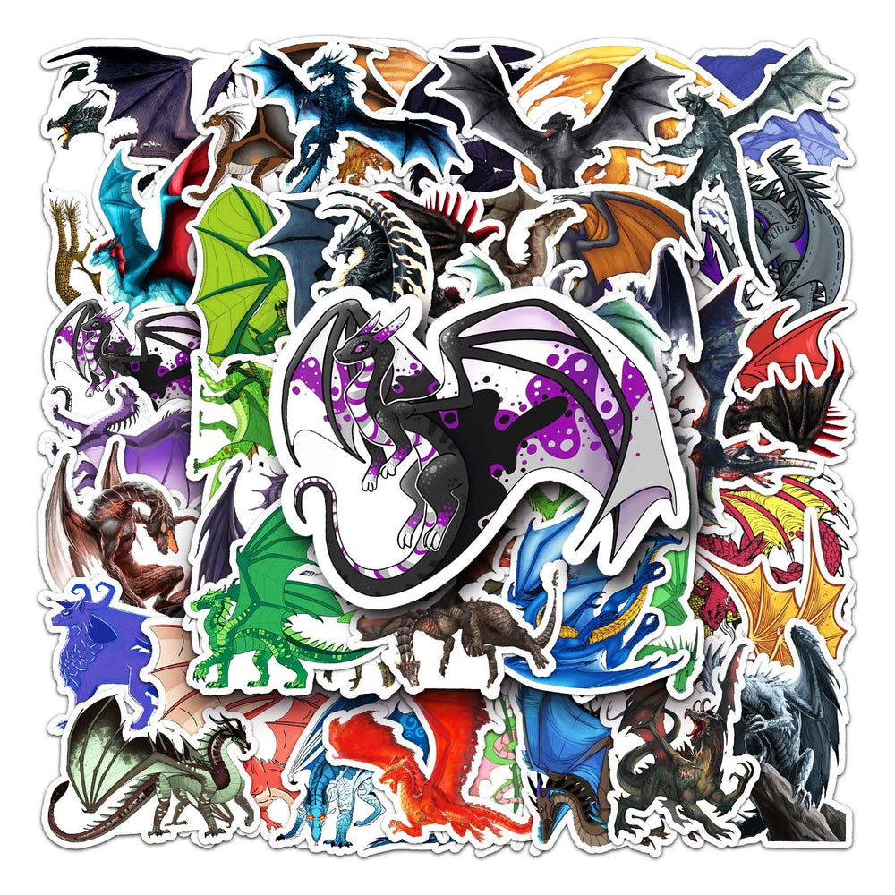 50Pcs Dragon Cartoon Waterproof Vinyl Stickers for Skateboard Snowboard (Online Order Only)