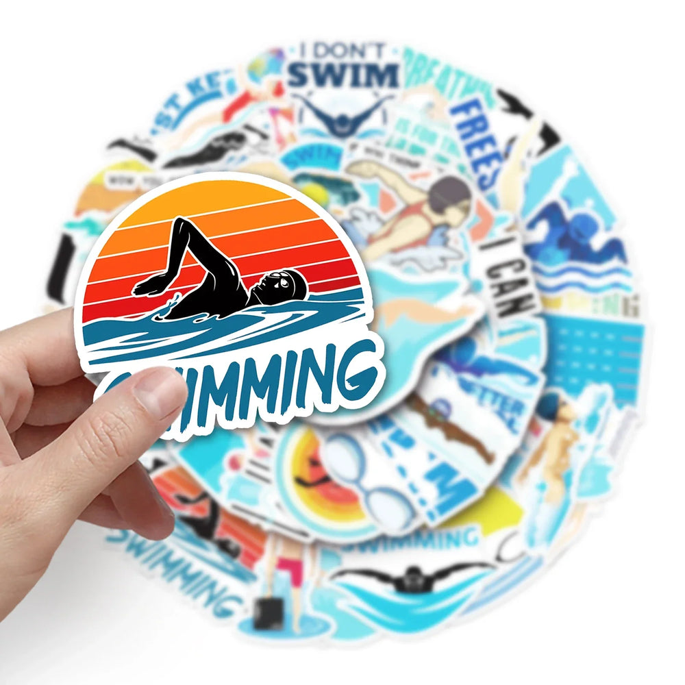 50Pcs Waterproof Cartoon Swimming Stickers Vinyl Skateboard Snowboard (Online Order Only)