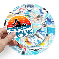 50Pcs Waterproof Cartoon Swimming Stickers Vinyl Skateboard Snowboard (Online Order Only)