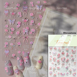 Blue Purple Tulip Flower Butterfly Garden Blossom Floral Charming Delicate 5D Relief Adhesive Nail Art Stickers Manicure Decals (ONLINE ORDER ONLY)