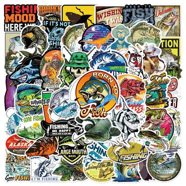 10/30/50PCS Cartoon Fishing Sticker Aesthetic PVC Children's Korean Stationery School Supplies Decoration Scrapbooking for Kids (ONLINE ORDER ONLY)