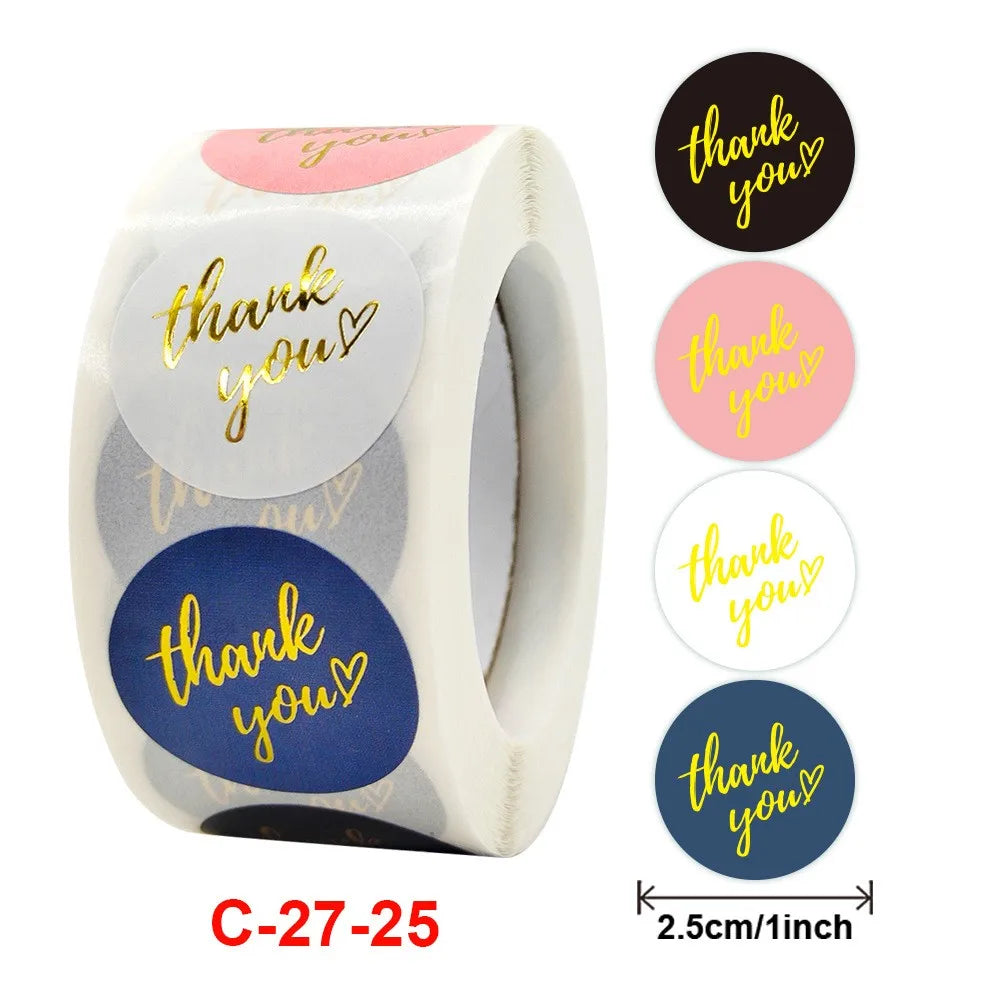 50-500Pcs Golden Thank You Decorative Sticker for Party Wedding Gifts Envelopes Handmade Business Packaging Labels Baking Seals (Online Order Only)
