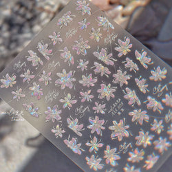 White Pink Flower Dreamy Romantic Petal Jelly Shiny Peach Blossom Polarized Light Delicate Nail Art Stickers 5D Manicure Decals (ONLINE ORDER ONLY)