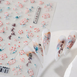 Chic Begonia Flower Miss-grass Pink Gradient Cherry-apple Tree Leaves Peach Blossom Adhesive Nail Art Spring Nail Stickers Decal (ONLINE ORDER ONLY)