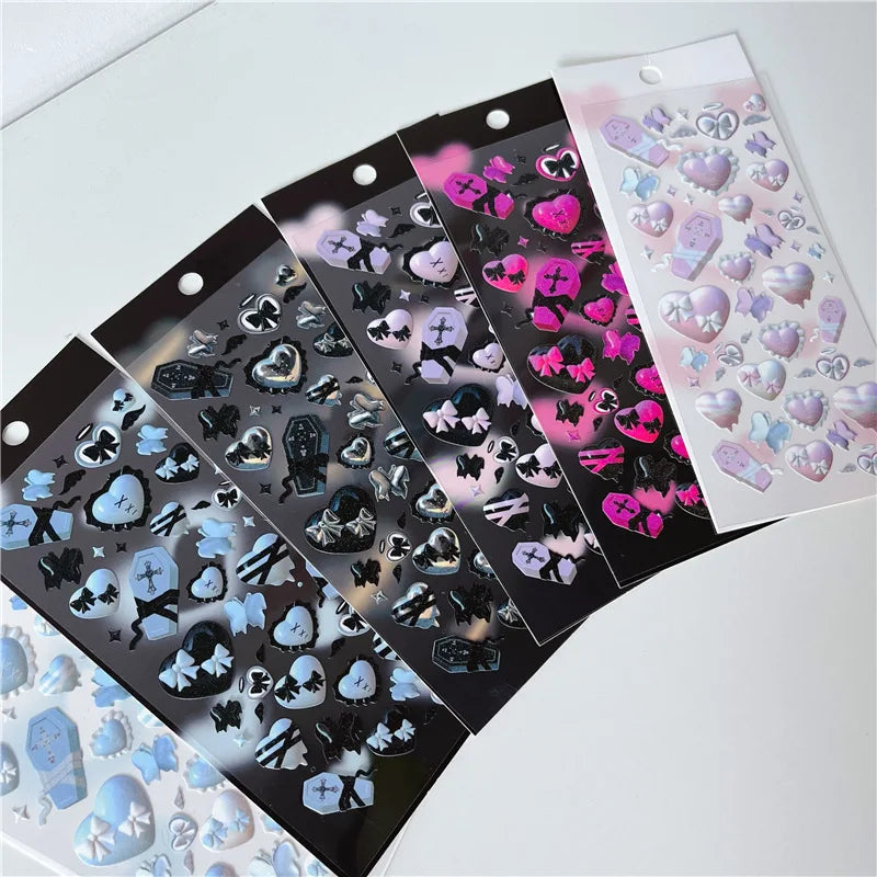 Asia Sweet Style 3D Love Heart Stickers Hand Account Idol Card DIY Material Decorative Sticker Personalized Kawaii Stationery (ONLINE ORDER ONLY)