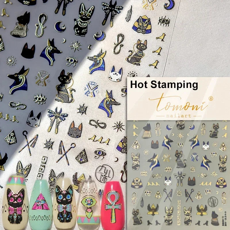 Cute Cat Eye Fishbone Animals Leopard Cat Ginger Cat Kitten Exclamation Point Paw Self Adhesive Nail Art Sticker Manicure Decals (ONLINE ORDER ONLY)