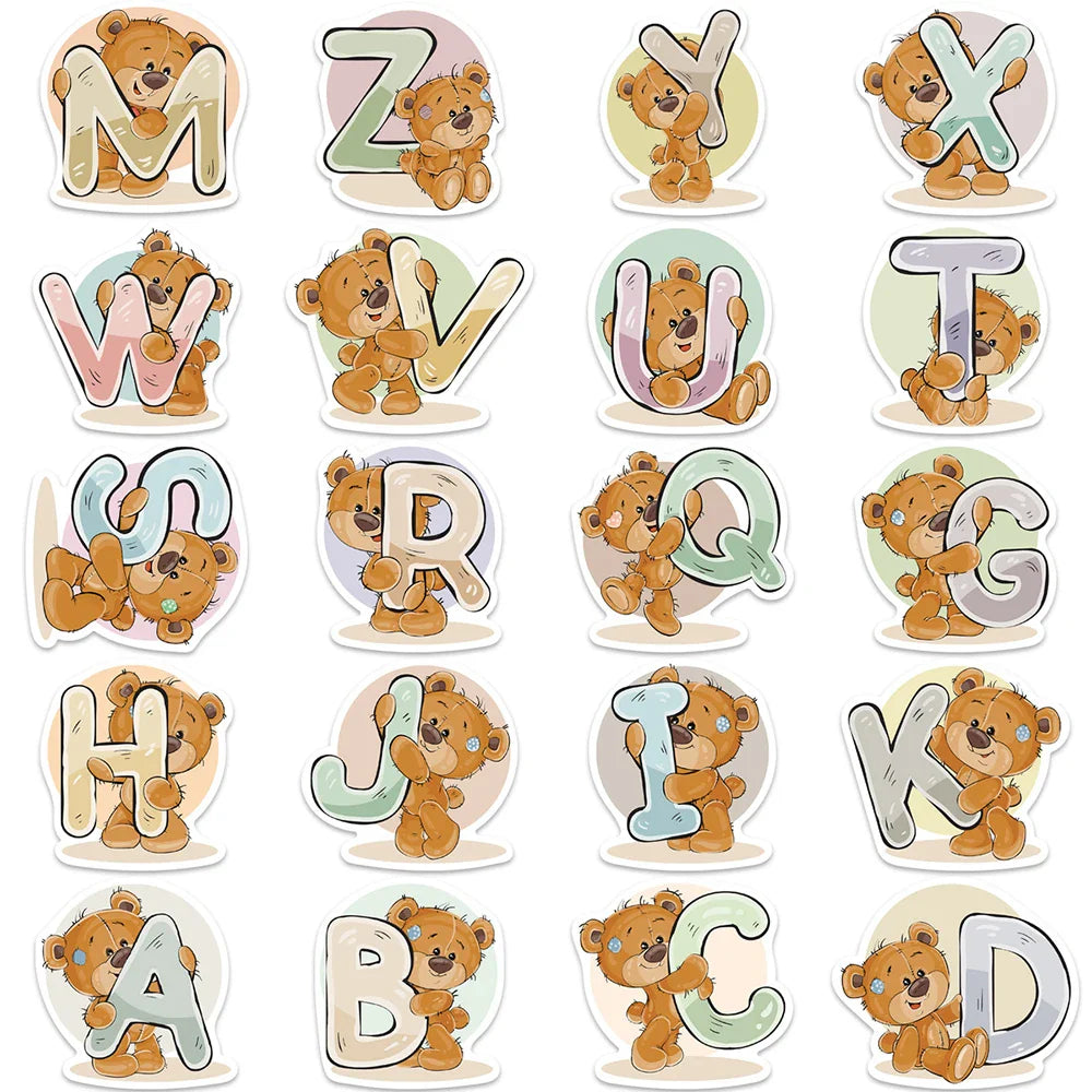 10/20/39PCS Cute Little Bear Letter Cartoon Sticker Packs (ONLINE ORDER ONLY)