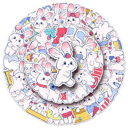 10/30/50PCS Strawberry Bunny Stickers Cute Animal Decals DIY Scrapbook Fridge Luggage Laptop Phone Guitar Bike Cartoon Sticker (Online Order Only)