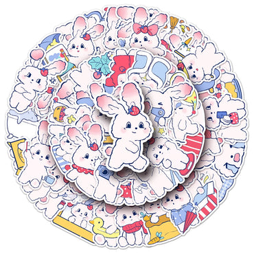 10/30/50PCS Strawberry Bunny Stickers Cute Animal Decals DIY Scrapbook Fridge Luggage Laptop Phone Guitar Bike Cartoon Sticker (Online Order Only)