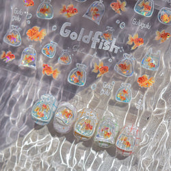 Sackful Starfish Goldfish Jellyfish Seahorse Bubbles Conch Ocean Whale Brocaded Carp Adhesive Nail Art Stickers Manicure Decals (ONLINE ORDER ONLY)