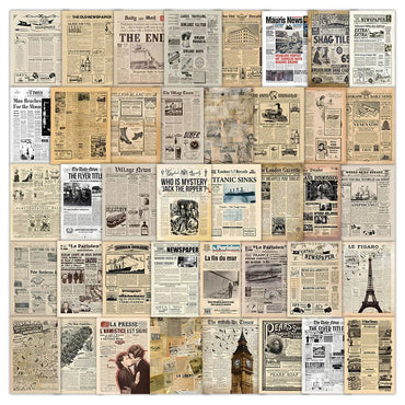 10/30/60PCS Retro Magazine Stickers Poster Aesthetic Notebook Stationery Phone Guitar Waterproof Vintage Newspaper Decals Toy (Online Order Only)