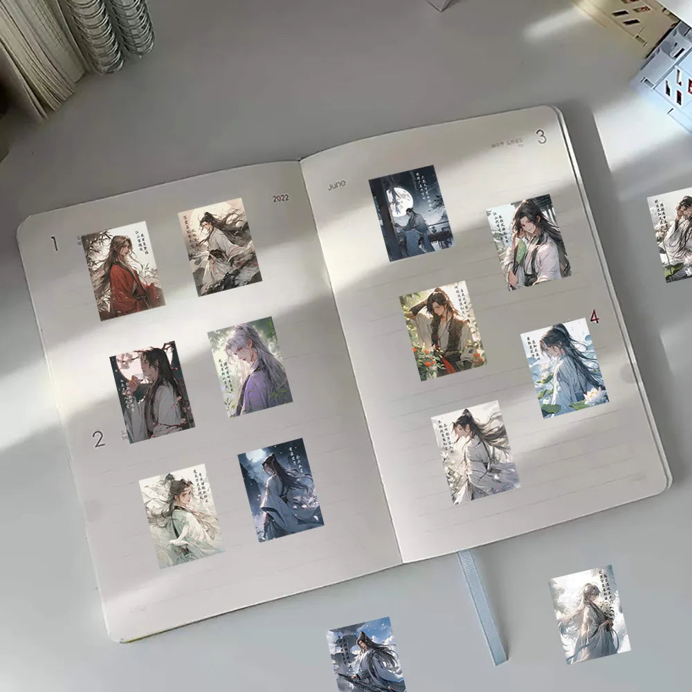 60Pcs Chinese Ancient Style Youth Li Bai Du Fu Poems Classic Poetry Personalized Stickers for Kids PVC Decoration Stationery (Online Order Only)