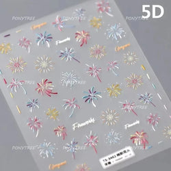 Colorful Fireworks Burst Hot Stamping Process Laser Pink Bright Romantic Self Adhesive Nail Art Stickers Chic Manicure Decals (ONLINE ORDER ONLY)