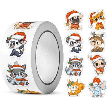 100-500pcs Heterotypic Christmas Themed Animals Stickers DlY Christmas Holiday Party Decoration Label Stationery Stickers (ONLINE ORDER ONLY)