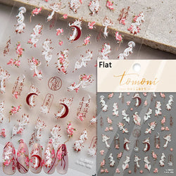 Pretty Red Equinox Flowers Tragedy Love Nine-tailed Fox Mask Manjusaka Chinese Style Soft Relief Nail Art Sticker Manicure Decal (ONLINE ORDER ONLY)