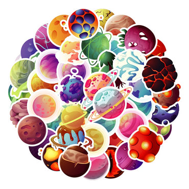 10/30/50PCS Kawaii Planet Graffiti Stickers Outer Space Cute Decals For Fridge Skateboard Helmet Bike Car Sticker Toy Decoration (Online Order Only)