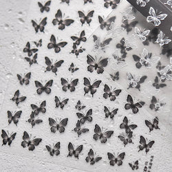 Charming Beautiful Black White Small Butterfly Flower Petal Love Heart Bowknot 5D Self Adhesive Nail Art Sticker Manicure Decals (Online Order Only)