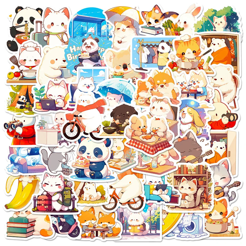 Cute Cartoon Animal Stickers for Laptop, Fridge, Guitar, Notebook - 10/30/50pcs (Online Order Only)