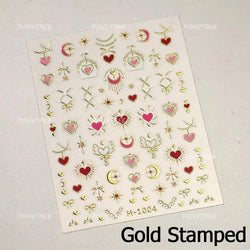Red Sexy Love Heart Flower Hot Stamping Wing Star Moon Bowknot Sun Punk Adhesive Nail Art Decorations Stickers Manicure Decals (ONLINE ORDER ONLY)