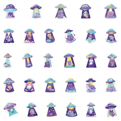 10/30/54PCS Funny UFO Graffiti Stickers Cute Animal Sticker Cat Dog Cartoon Decals Luggage Laptop Phone Guitar Bike Decoration (ONLINE ORDER ONLY)
