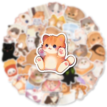 10/30/50/100pcs Funny Cute Animal Cat Cartoon Stickers Laptop Scrapbook Phone Suitcase Diary Decoration Sticker Decal Kids Toy (ONLINE ORDER ONLY)