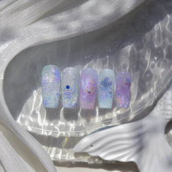 Romantic Mermaid Tail Water Bubbles Seahorse Shell Starfish Coral Pearl Pendant Self Adhesive Nail Art Stickers Manicure Decals (Online Order Only)