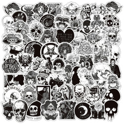 10/30/50/100pcs Cool Black White Punk Horror Gothic Graffiti Sticker Packs (ONLINE ORDER ONLY)