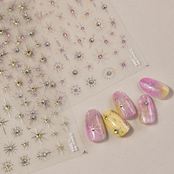 Gold Silver Star Laser Pink Colorful Glitter Starlight Sparkle Rhinestones Relief Nail Art Decorations Stickers Manicure Decals (ONLINE ORDER ONLY)