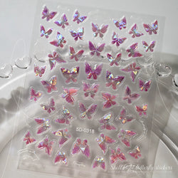 1pc Aurora Butterfly Nail Stickers Pink Butterfly Shell Light Beam Angel Wings Sliders Fairy Light & Lively Translucent Nail Dec (ONLINE ORDER ONLY)