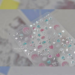 Dizzying Shell Coral Dolphin Starfish Heart Jellyfish Water Bubbles Ocean Adhesive Nail Art Decorations Stickers Manicure Decals (ONLINE ORDER ONLY)