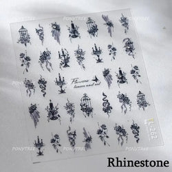 Charming Butterfly Candle Holder Candlestick Chic Rose Flower Romantic Self Adhesive Nail Art Stickers Rhinestone Manicure Decal (ONLINE ORDER ONLY)