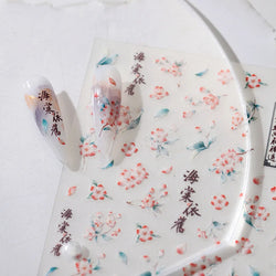 Chic Begonia Flower Miss-grass Pink Gradient Cherry-apple Tree Leaves Peach Blossom Adhesive Nail Art Spring Nail Stickers Decal (ONLINE ORDER ONLY)